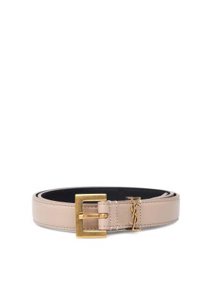 SAINT LAURENT: belts - YSL belt in beige leather