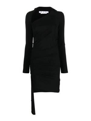 OFF-WHITE: knee length dresses - Off-white vi-crepe mini dress