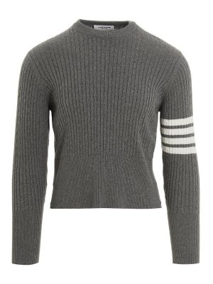 THOM BROWNE: Strickpullover mit Rundhalsausschnitt - Rundhalspullover - Grau