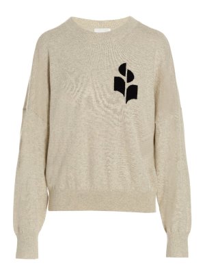 Isabel Marant Etoile: Strickpullover mit Rundhalsausschnitt - Rundhalspullover - Grau