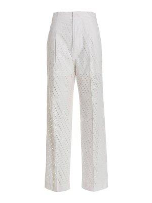 パンツ CHLOE Women Pants C23SPA08037107 White White Wide-Leg Trousers by Chloé on Sale