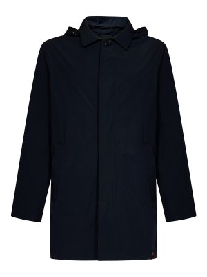 ASPESI: trench coats - Navy-colored opaque stretch nylon ra