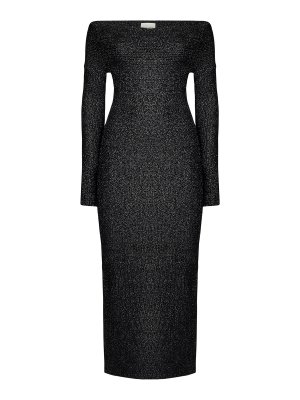 KHAITE: knee length dresses - Onyx-colored mixed ribb