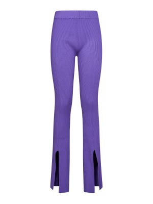 REMAIN Birger Christensen: leggings - Bright purple ribbed knit legg