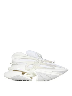 Balmain: trainers - White neoprene and calfsk