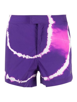 OFF-WHITE: Trousers Shorts - Tie dye sunrise swimshorts