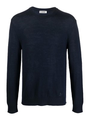 JIL SANDER: Strickpullover mit Rundhalsausschnitt - Rundhalspullover - Blau