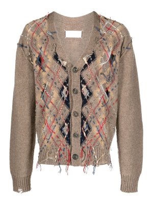 Maison Margiela: cardigans - Decorative-stitching patterned- cardigan
