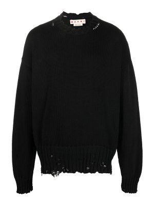 Marni: crew necks - Distress-knit detail jumper