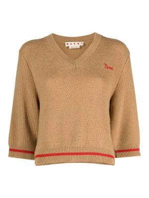 Marni: crew necks - Logo-embroidered jumper
