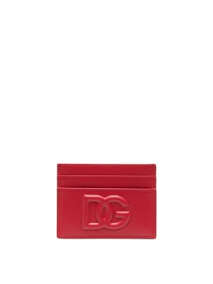 Calfskin Card Holder with Strap and Embossed Logo