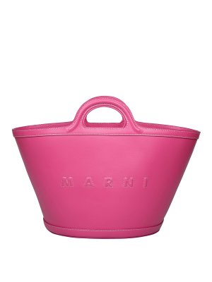 Marni: totes bags - Tropicalia small handbag in fuchsia leather