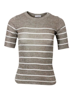 BRUNELLO CUCINELLI: crew necks - Striped crewneck