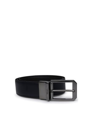 ZEGNA: belts - Black reversible leather belt