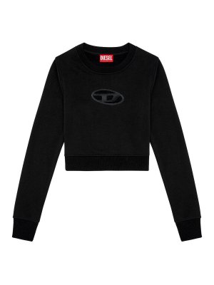 DIESEL: crew necks - Logo cropped cotton blend crewneck