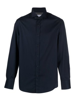 Tシャツ・カットソー Burberry Navy blue stretch poplin shirt (8071800 A1222) Burberry Navy Blue Stretch Poplin Shirt for Men – LOZURI®