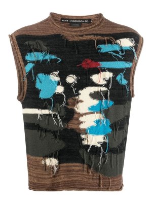 ANDERSSON BELL: vests - `blotch intarsia` crew-neck vest