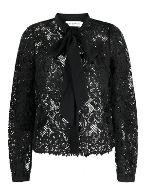 Self Portrait: shirts - Lace pussy bow shirt