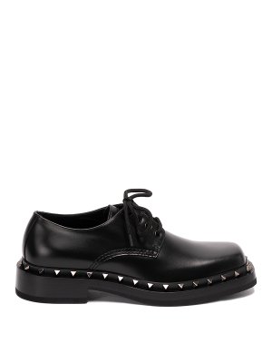 VALENTINO GARAVANI: classic shoes - `rockstud` leather lace-up shoes