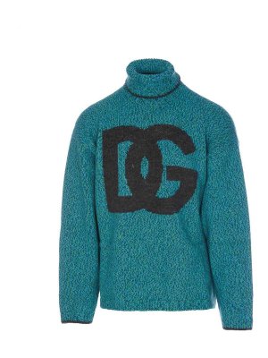 DOLCE & GABBANA: Strickpullover mit Rundhalsausschnitt - Rundhalspullover - Blau