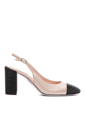 サンダル・ミュール VERSACE Satin rhinestone slingback (10077271A04185 1B00P) Versace Satin rhinestone slingback - Black | 10077271A041851B00P
