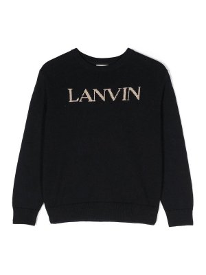 LANVIN: maglia collo rotondo - Maglia  Lanvin in cotone e lana blu navy