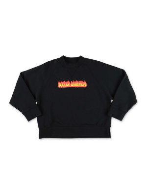 Palm Angels: Sweatshirts & Sweaters - Black cotton boy palm angels sweatshirt