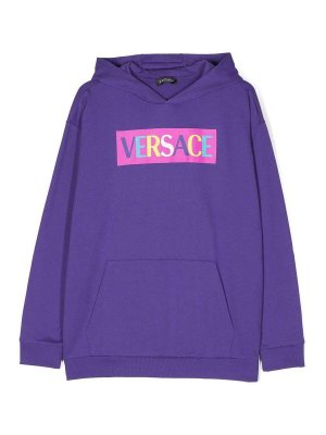 VERSACE YOUNG: Sweatshirts & Sweaters - Purple cotton boy versace hoodie