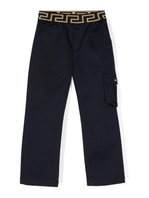 VERSACE: Trousers Shorts - Navy blue cotton gabardine boy versace pants