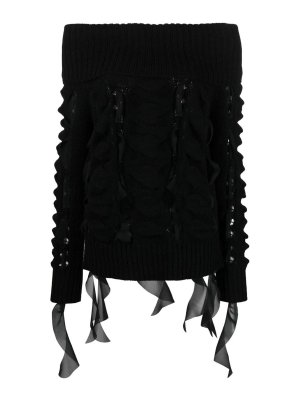 BLUMARINE: Tops & Tank tops - Off-shoulder knitted top