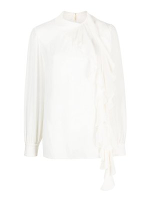 DOLCE & GABBANA: blouses - Frilled-Trim Silk Blouse