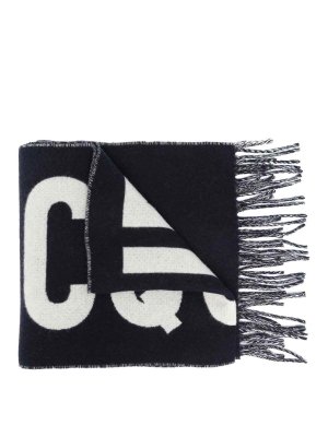 JACQUEMUS: scarves - Navy blue logo scarf.
