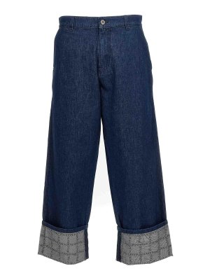 J.W. ANDERSON: jeans bootcut - griglia con logo risvolto jeans da lavoro