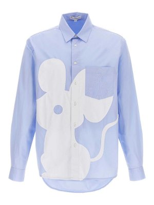 LC23 PRINTED DENIM OVERSHIRT, Pastel blue Men's Patterned Shirt