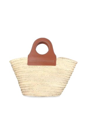 Chestnut Cabas Mini Straw Tote by Hereu for $73