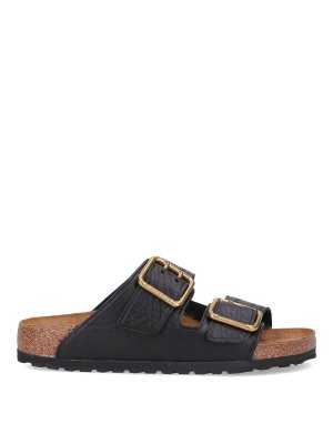 サンダル AMI PARIS Fussbet Sandals - AMI Paris - Leather - Black AMI Paris: Black Leather Fussbet Midi Sandals | SSENSE
