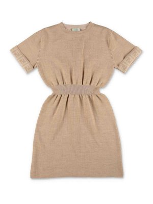 Fendi Jr: knee length dresses - Beige reversible wool girl fendi dress