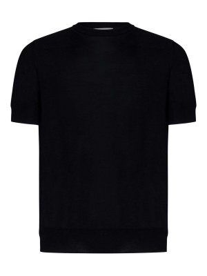 JIL SANDER: t-shirts - Black T-Shirt in Extra-Fine Merino Wool