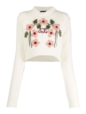 DSQUARED2: crew necks - floral-embroidered wool jumper
