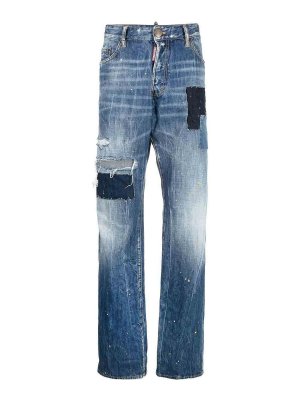 DSQUARED2: bootcut jeans - distressed-effect patchwork jeans