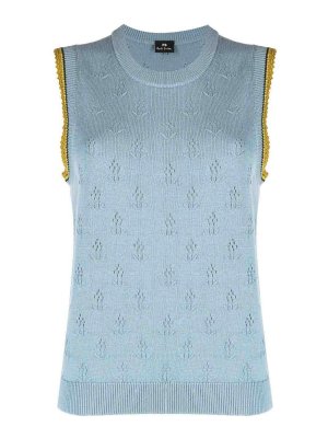 PAUL SMITH: Tops & Tank tops - Crew-neck sleeveless knitted top