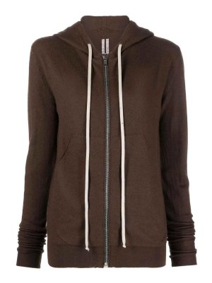 RICK OWENS: Sweatshirts & Sweaters - zip-up cashmere hoodie