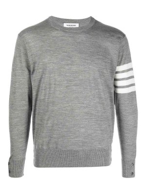 THOM BROWNE: Strickpullover mit Rundhalsausschnitt - Rundhalspullover - Grau