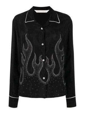 Palm Angels: shirts - flame-embroidered shirt