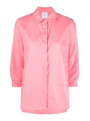 Versace Informal Shirt Floral Silhouette Print Twill Silk Fabric 50% in  Pink