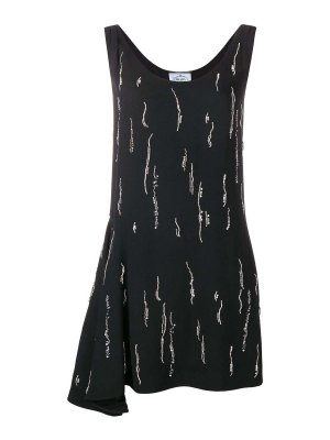 PRADA: knee length dresses - sabl satin dress black