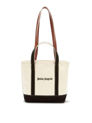 Palm Angels: cross body bags - Logo-print canvas tote bag