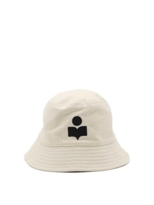 ISABEL MARANT: hats & caps - Cream and black cotton haley bucket hat