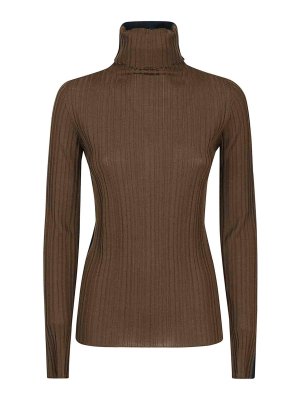 CIVIDINI: boat necks - Two-tone wool turtleneck sweater