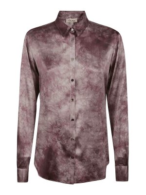 Versace Informal Shirt Floral Silhouette Print Twill Silk Fabric 50% in  Pink